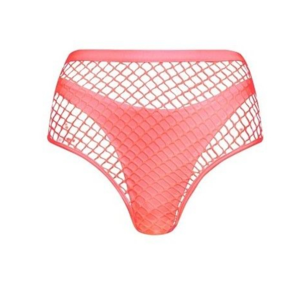 NWT MISTRESS ROCKS HOUSE OF CB SCORCHER PINK FISHNET SWIM BRIEFS